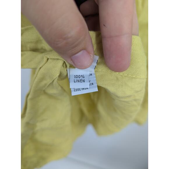 Planet by Lauren G 100% Linen Button Front Oversized Blouse Yellow Made in USA L - Picture 8 of 8